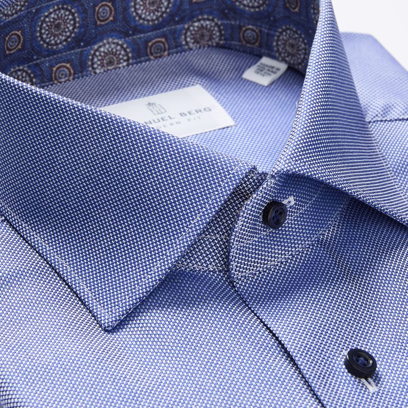 Contrast Collar Oxford Shirt in Dark Blue — Emanuel Berg