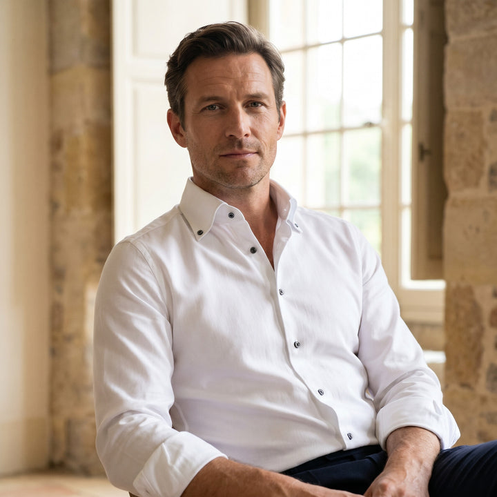 Brushed Casual Sartorial Shirt, worn — Emanuel Berg