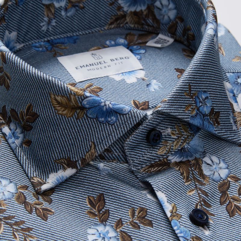 Modern 4Flex Stretch Knit Shirt in Medium Blue — Emanuel Berg
