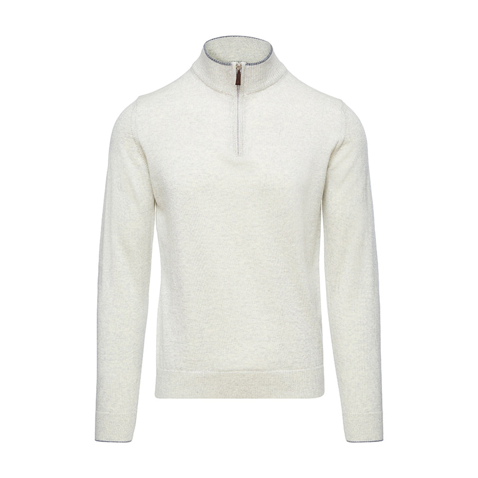 Merino Quarter-Zip Sweater in Light Grey — Emanuel Berg