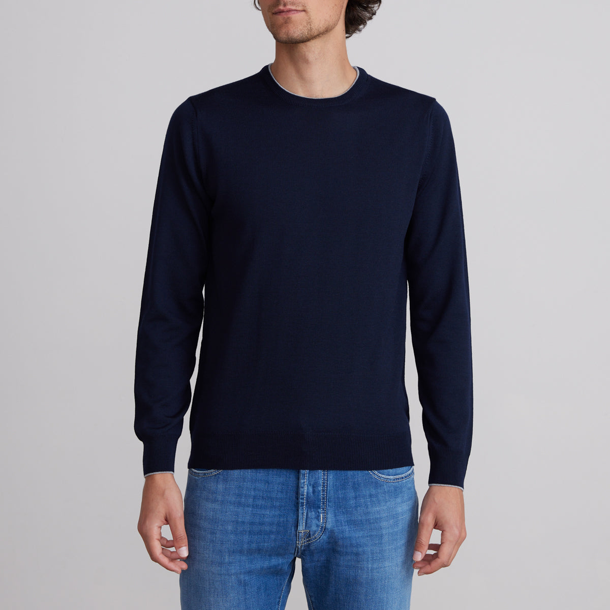 Light Gauge Crewneck in 225 NAVY — Emanuel Berg