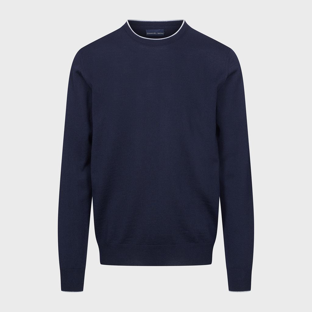 Light Gauge Crewneck in 225 NAVY — Emanuel Berg