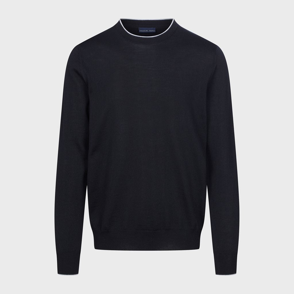Light Gauge Crewneck in 226 BLACK — Emanuel Berg