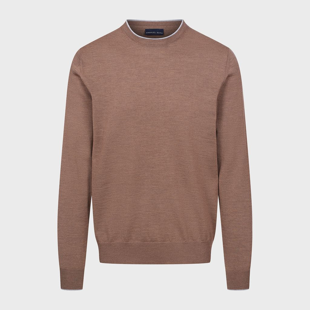 Light Gauge Crewneck in 226 MEDIUM BROWN — Emanuel Berg