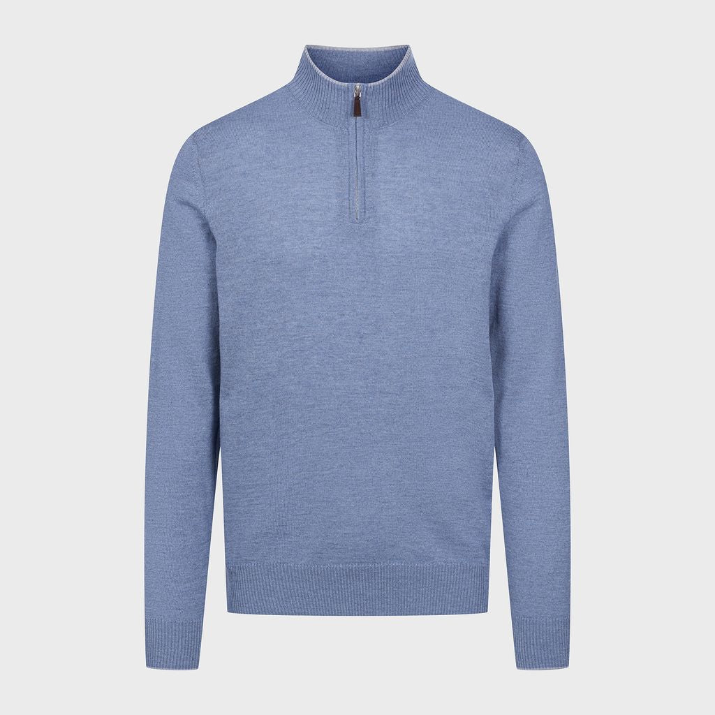 Light Gauge High Neck with Zipper in 000 BRIGHT BLUE — Emanuel Berg