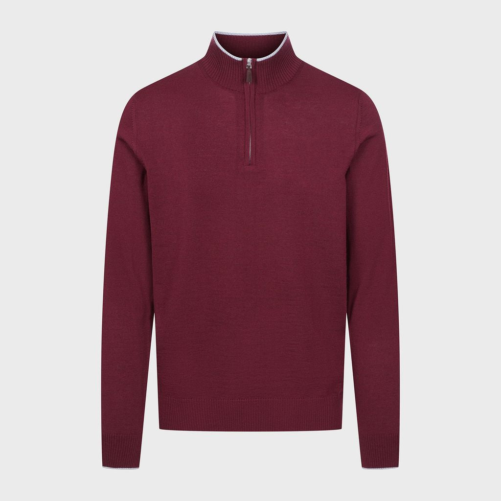 Light Gauge High Neck with Zipper in 226 DARK RED — Emanuel Berg