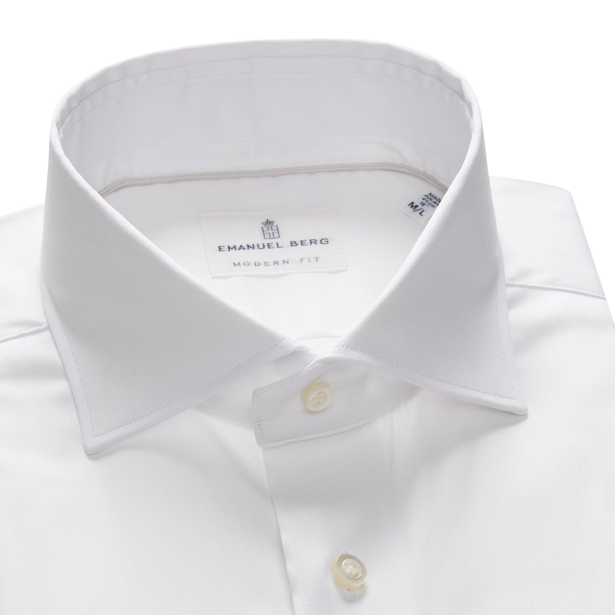 MODERN PERFORMANCE STRETCH DRESS SHIRT in White — Emanuel Berg