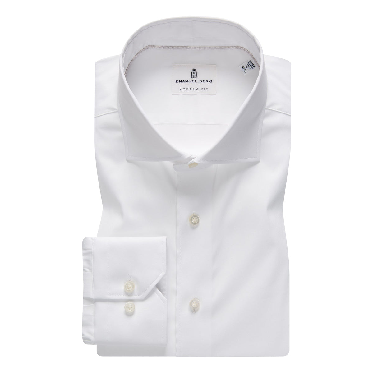 MODERN PERFORMANCE STRETCH DRESS SHIRT in White — Emanuel Berg