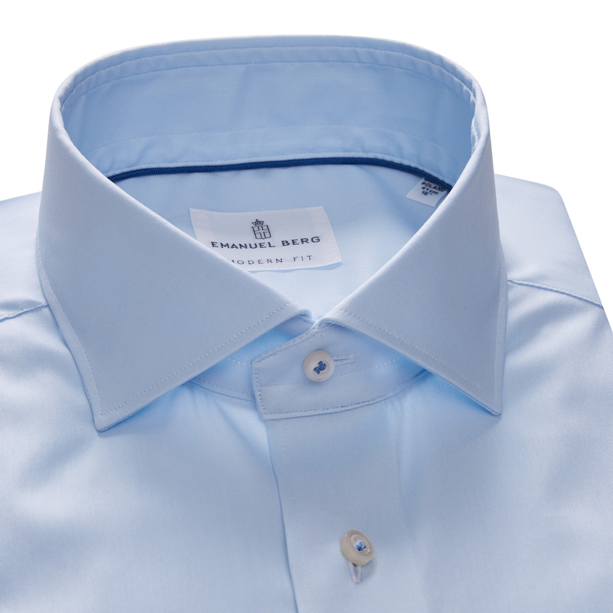 Modern Performance Stretch Dress Shirt in Light Pastel Blue — Emanuel Berg