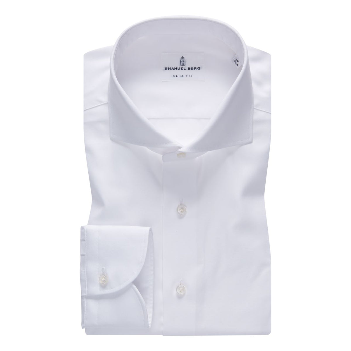 Slim Fit Traveller Cotton Dress Shirt in White — Emanuel Berg
