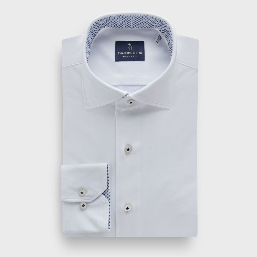 Modern 4Flex Stretch Knit Shirt in MF WHITE — Emanuel Berg