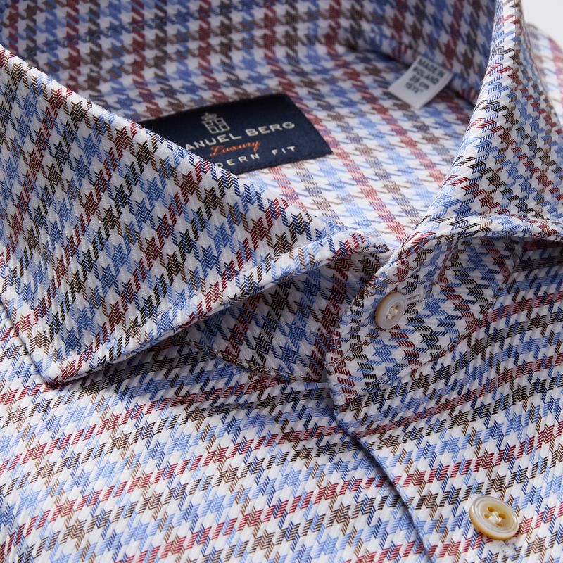 Houndstooth Twill Dress Shirt 43 / Bright Red Houndstooth Twill Dress Shirt 43 / Bright Red