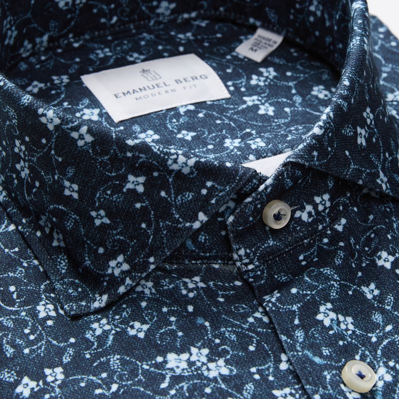 Modern 4Flex Stretch Knit Shirt in Dark Blue — Emanuel Berg