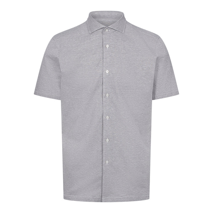 Short Sleeve Jacquard Knit Full Button Shirt