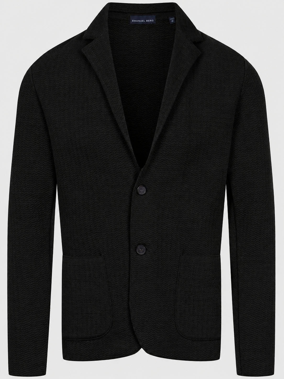 Premium Chevron Structured Swacket with Two Buttons in Black — Emanuel Berg