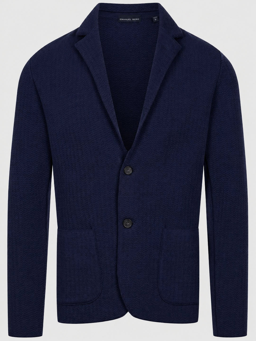 Premium Chevron Structured Swacket with Two Buttons in Navy — Emanuel Berg