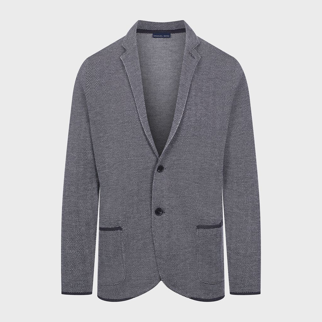Premium Jacquard Swacket with Two Buttons in 226 CHARCOAL — Emanuel Berg