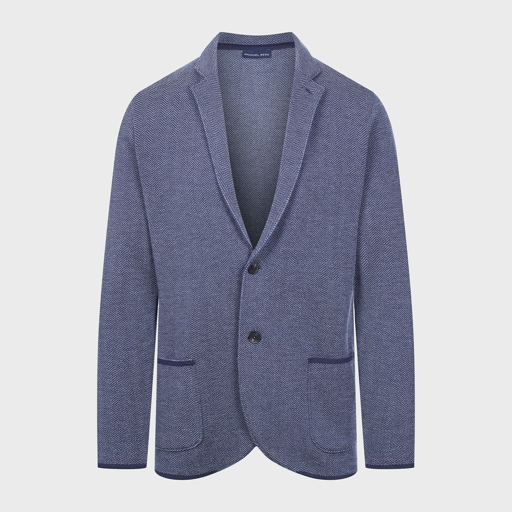 Premium Jacquard Swacket with Two Buttons in 226 DARK BLUE — Emanuel Berg
