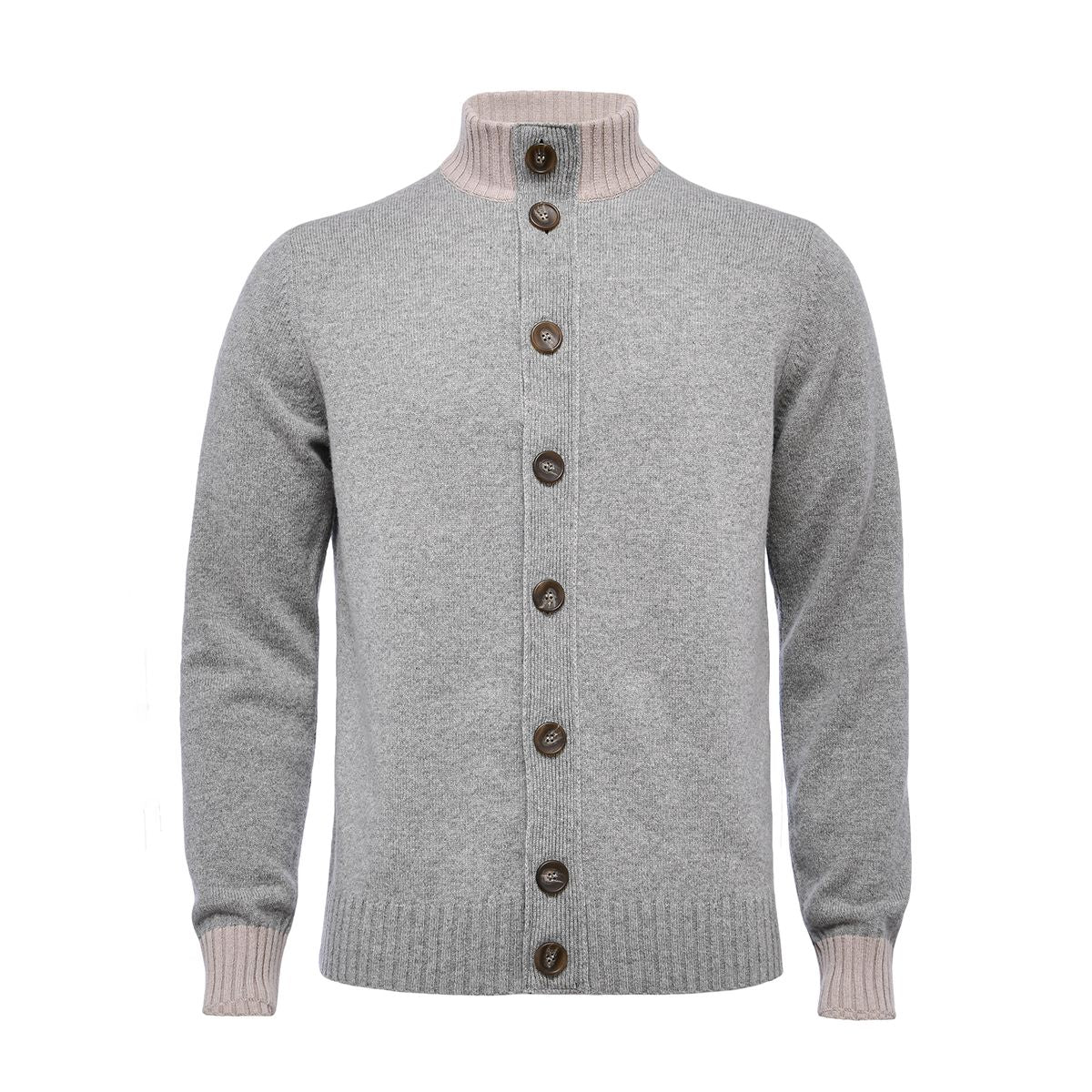 Merino Cashmere Button-Up Cardigan in Silver — Emanuel Berg