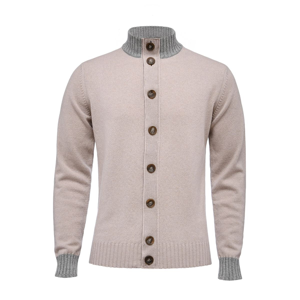 Merino Cashmere Button-Up Cardigan in Beige — Emanuel Berg
