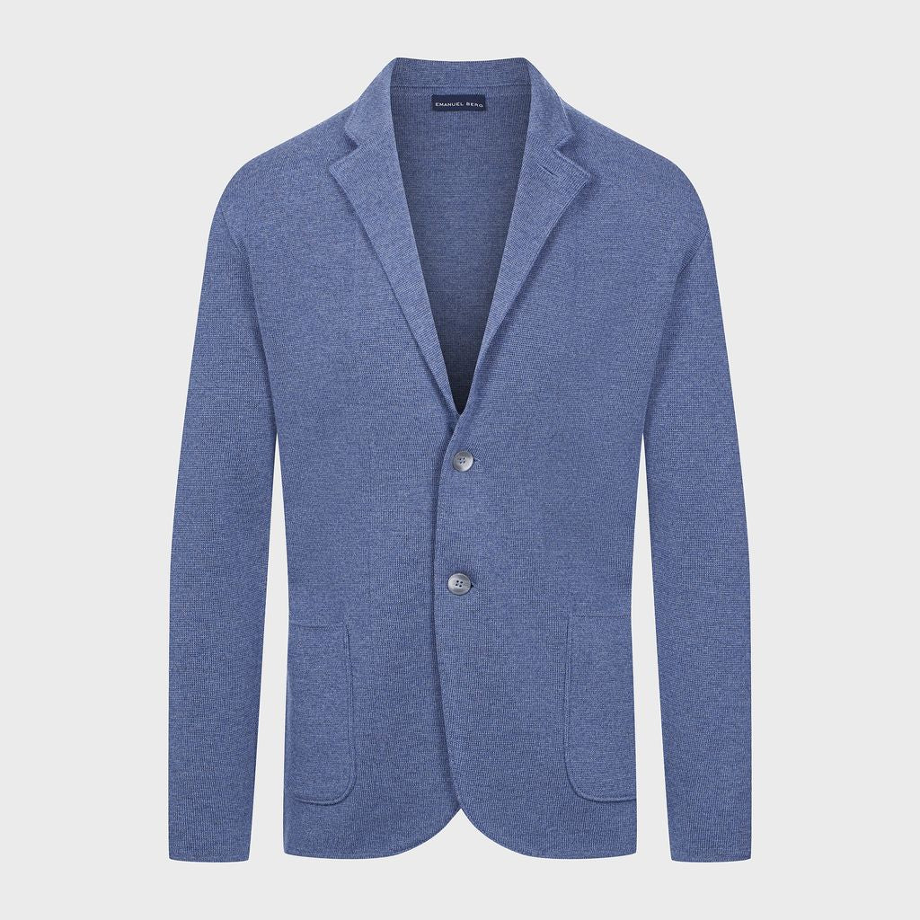 Merino Two-Button Swacket — Dark Blue in Dark Blue — Emanuel Berg