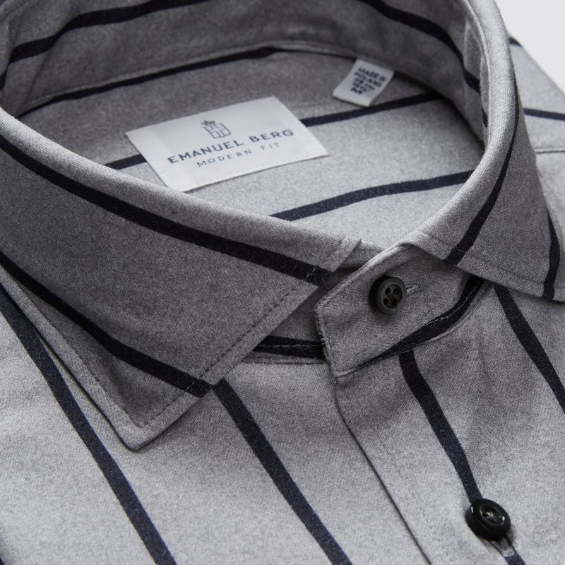 Modern 4Flex Stretch Knit Shirt in Medium Grey — Emanuel Berg