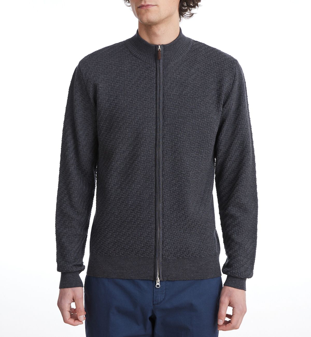 Lightweight Merino Wool Zip Cardigan in Medium Grey — Emanuel Berg