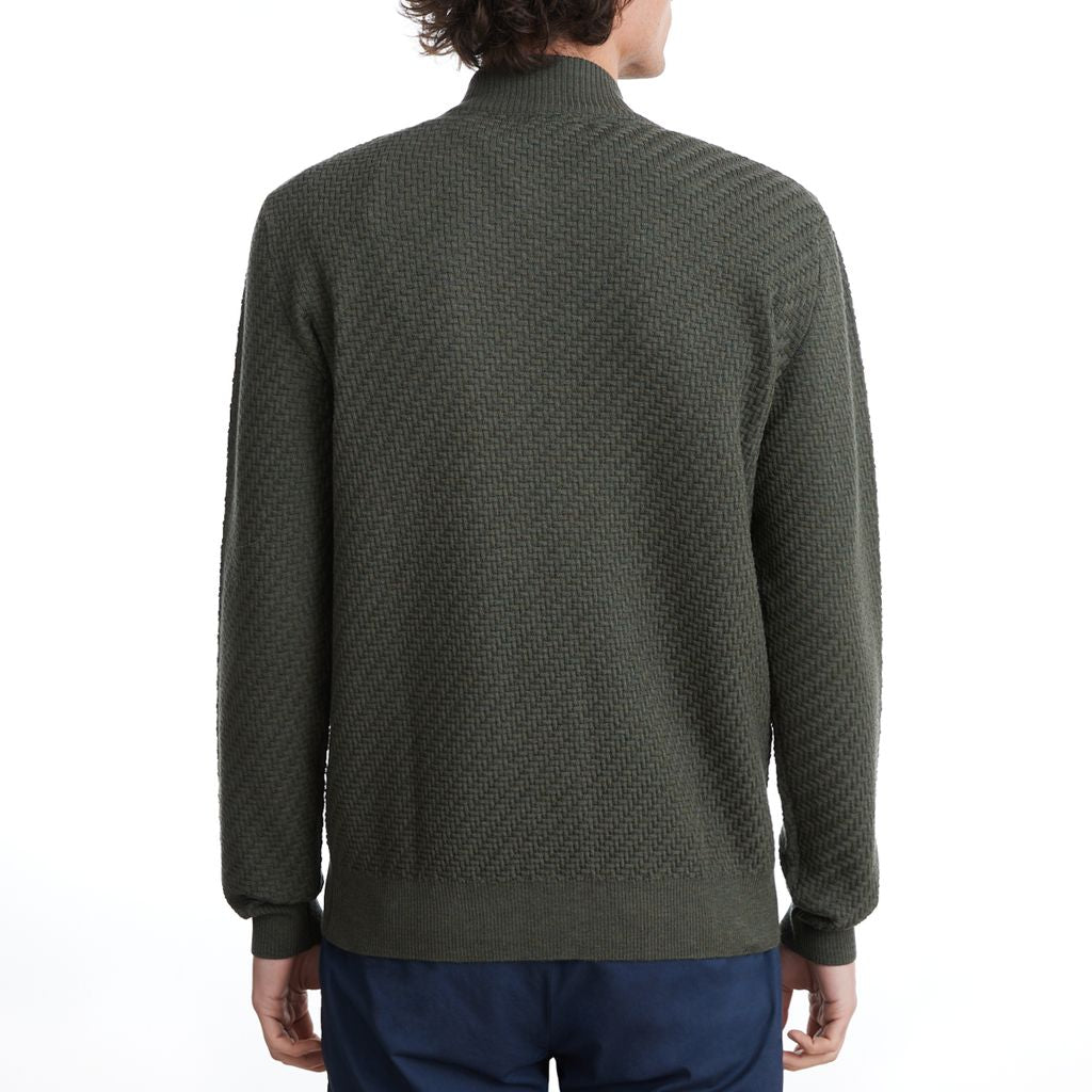 Lightweight Merino Wool Zip Cardigan in Medium Green — Emanuel Berg
