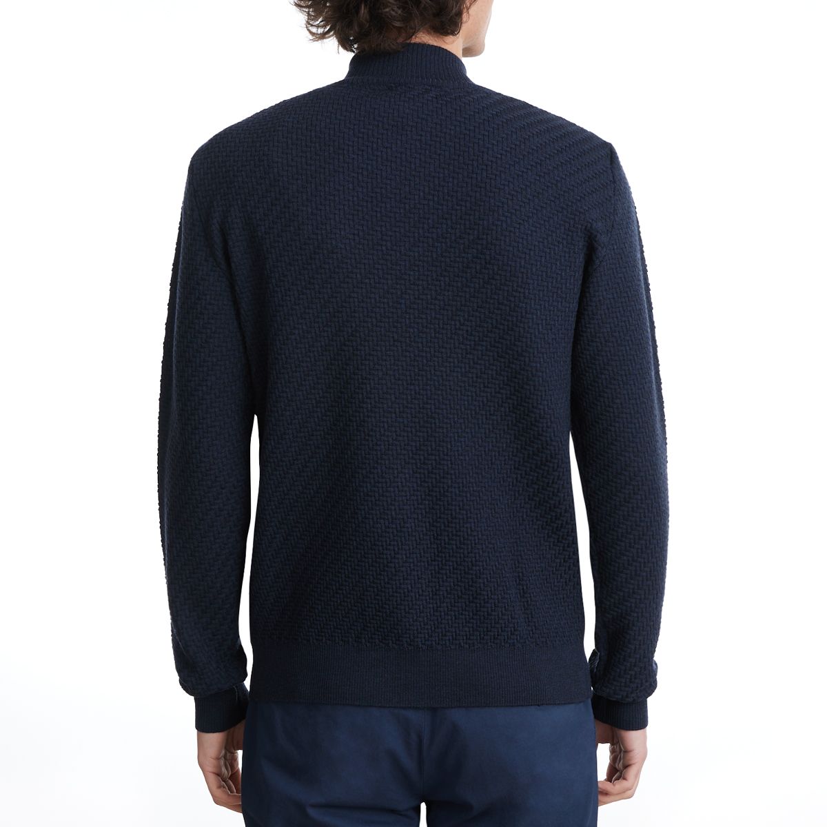 Lightweight Merino Wool Zip Cardigan in Navy — Emanuel Berg