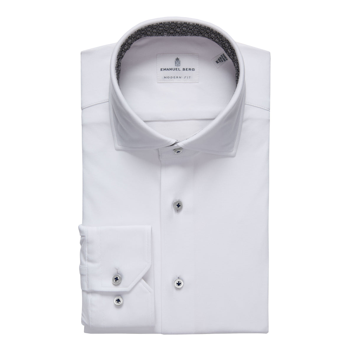 Modern 4Flex Stretch Knit Shirt with Contrast in White — Emanuel Berg