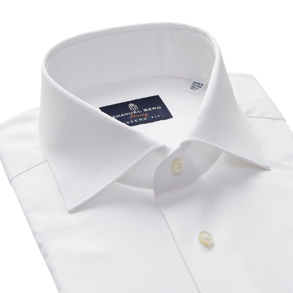 Yoga Twill Premium Stretch Shirt in White — Emanuel Berg