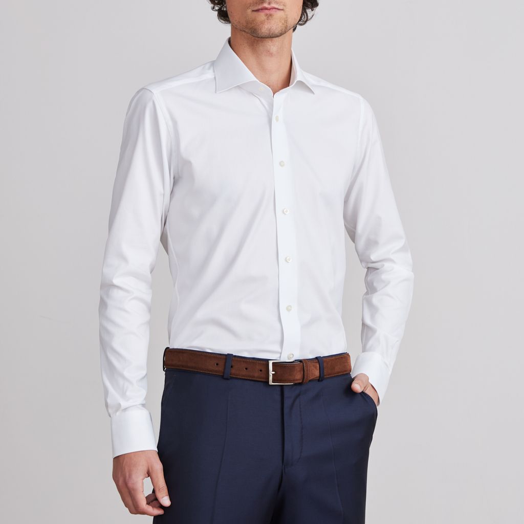 Yoga Twill Premium Stretch Shirt in White — Emanuel Berg