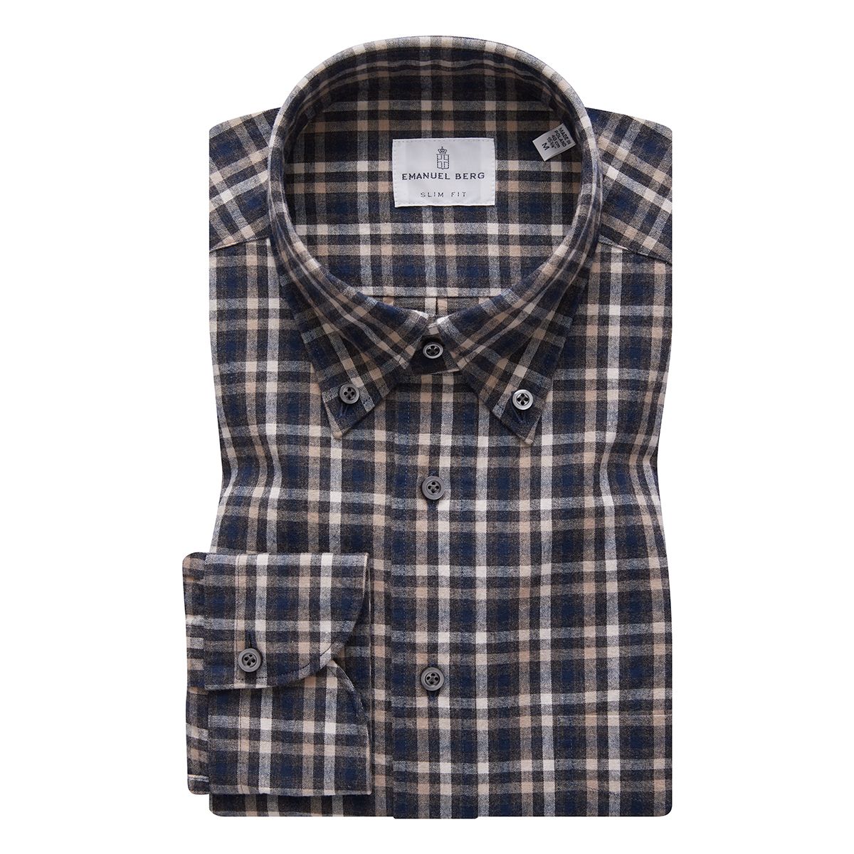 Plaid Oxford Shirt — Dark Grey in Dark Grey — Emanuel Berg