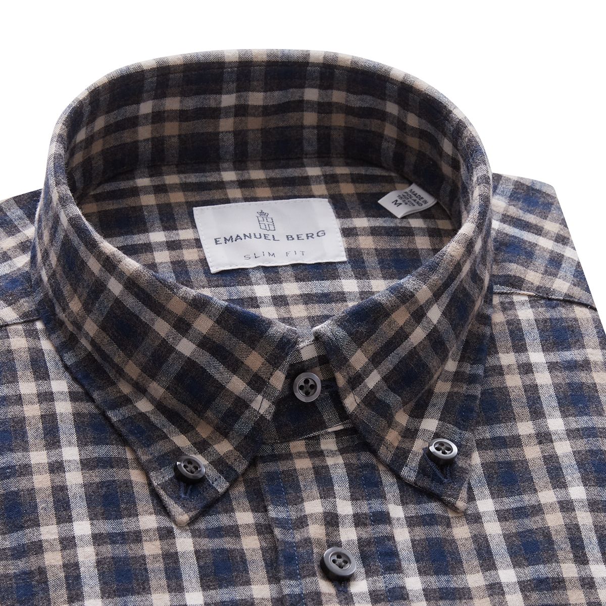 Plaid Oxford Shirt — Dark Grey in Dark Grey — Emanuel Berg