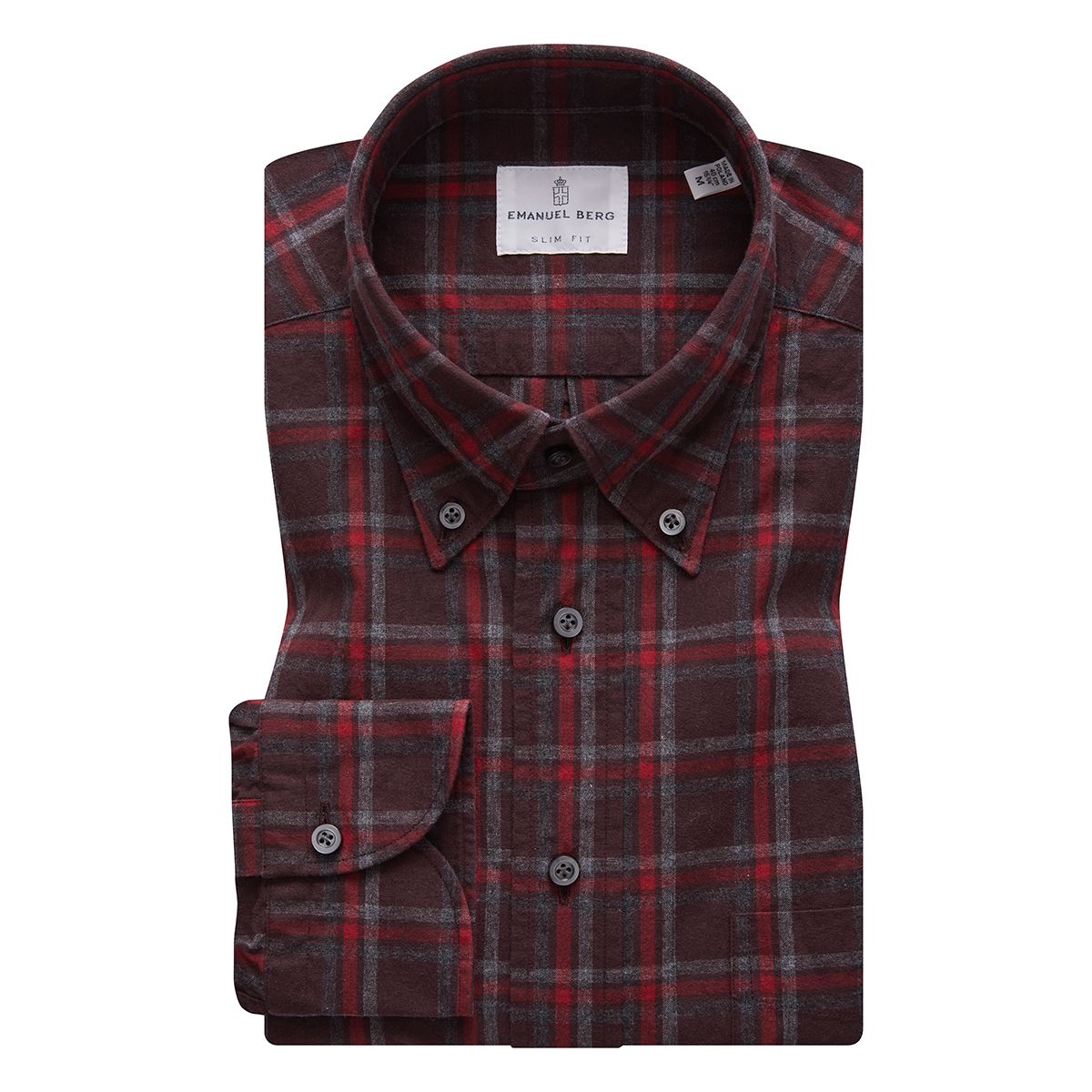 Plaid Oxford Shirt — Dark Red in Dark Red — Emanuel Berg