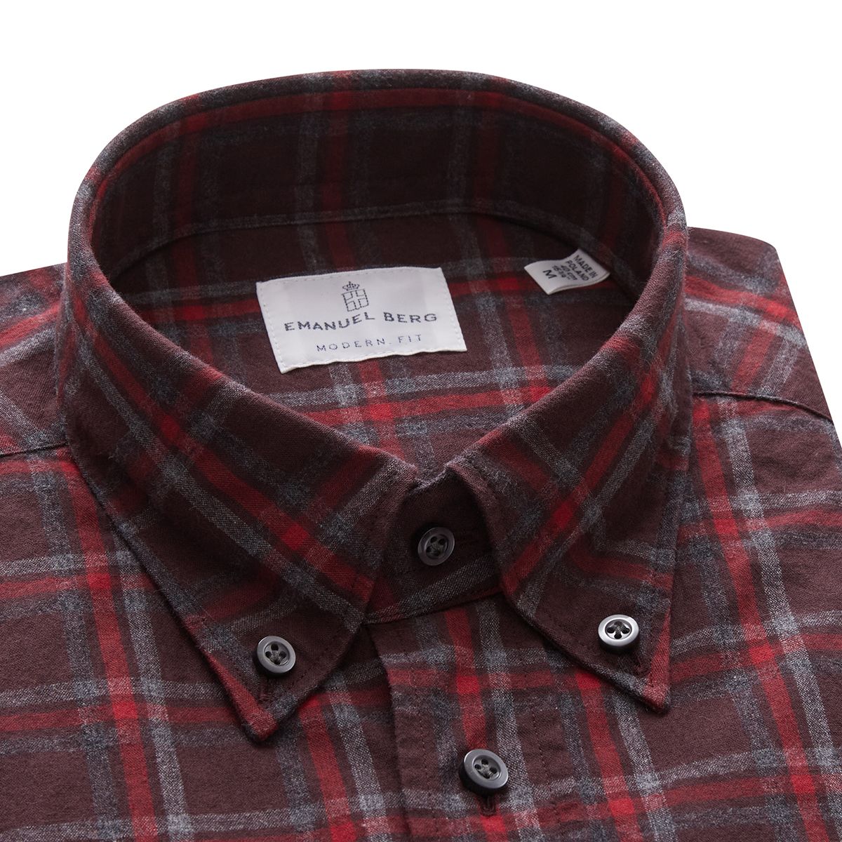 Plaid Oxford Shirt — Dark Red in Dark Red — Emanuel Berg
