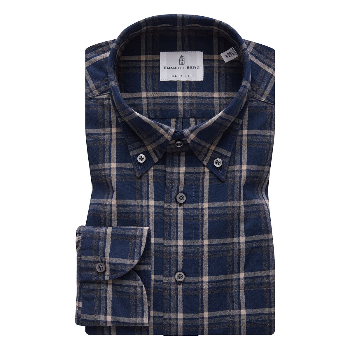 Plaid Oxford Shirt — Navy in Navy — Emanuel Berg