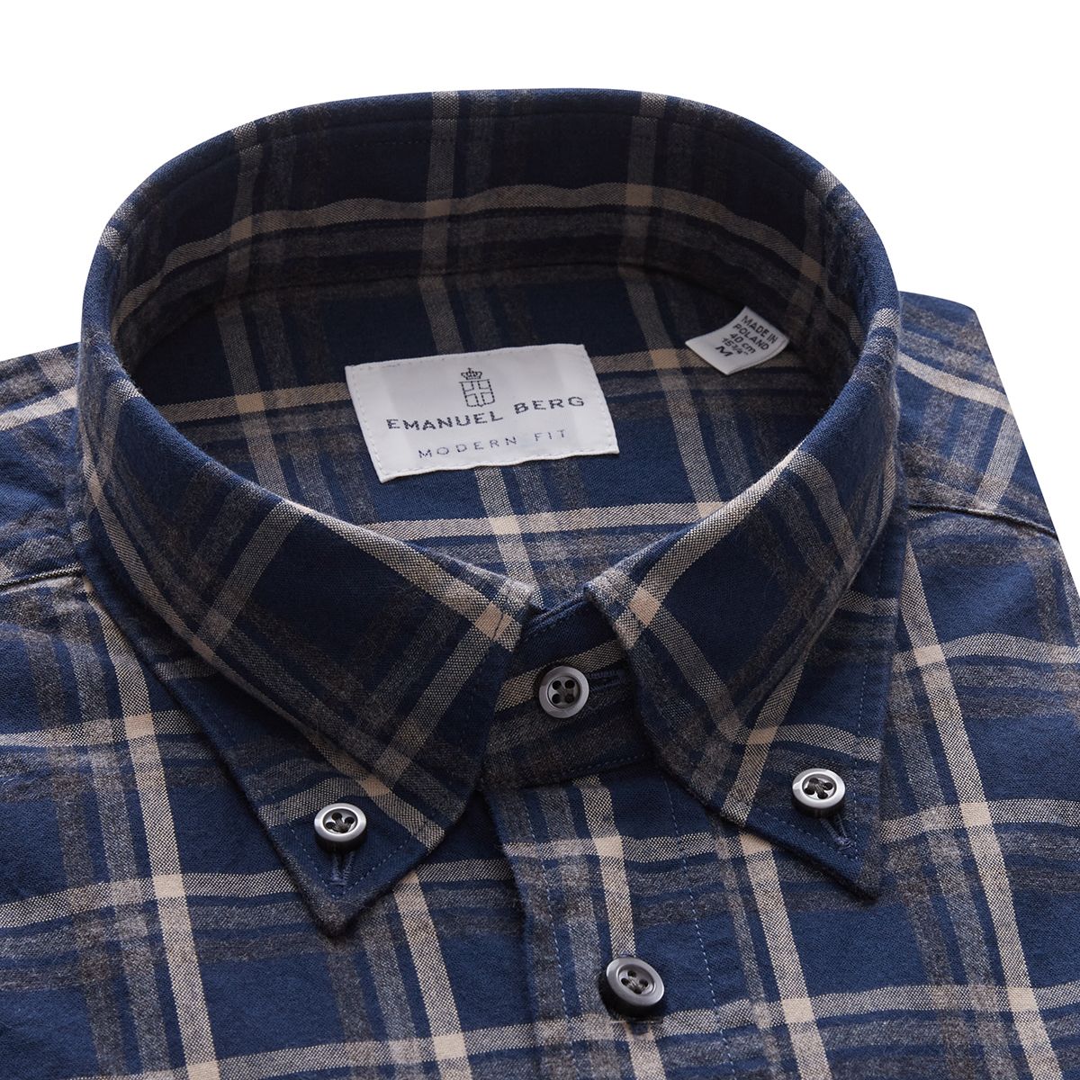 Plaid Oxford Shirt — Navy in Navy — Emanuel Berg