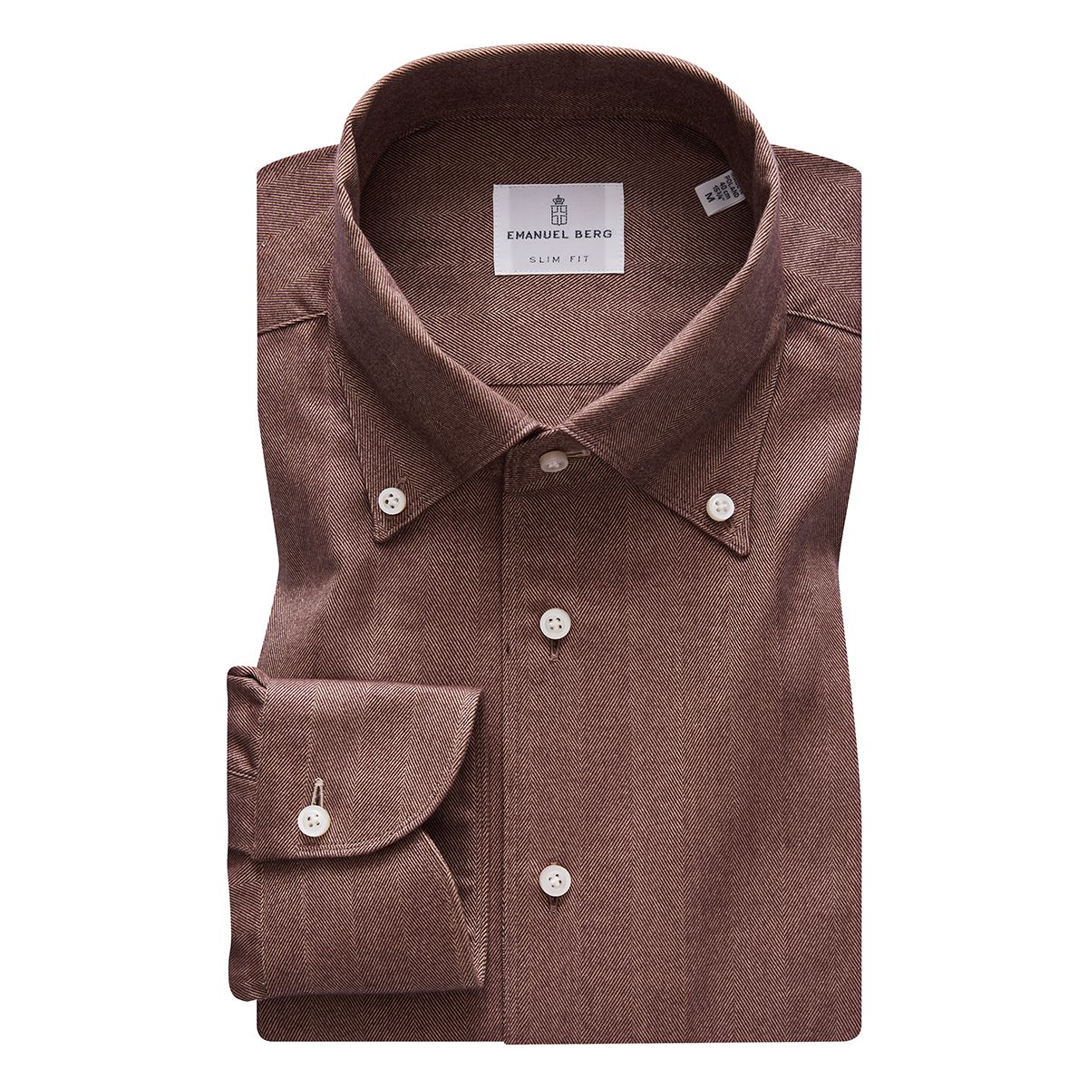 Herringbone Flannel Shirt in Medium Brown — Emanuel Berg