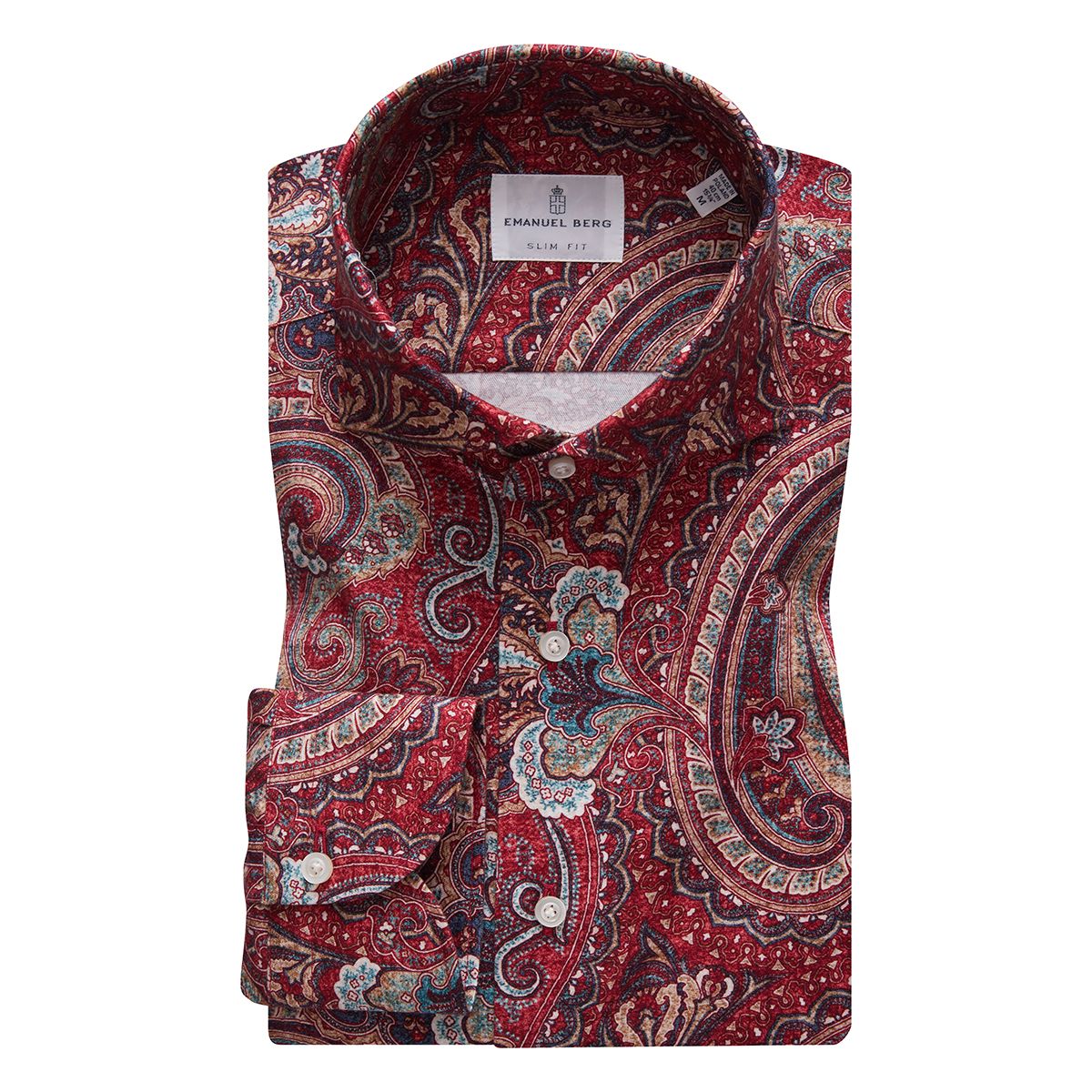 Brushed Cotton Twill Shirt in Dark Red — Emanuel Berg