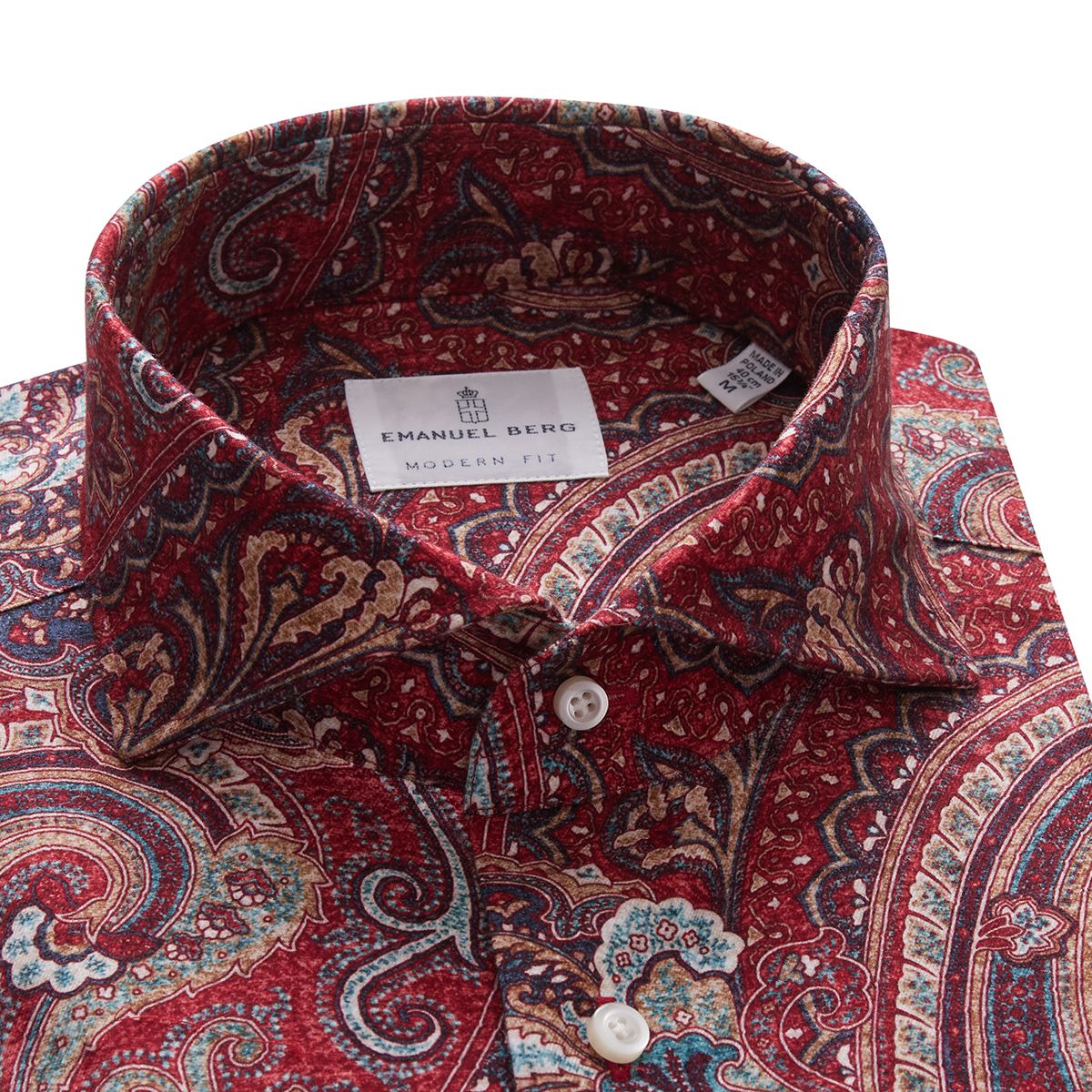 Brushed Cotton Twill Shirt in Dark Red — Emanuel Berg