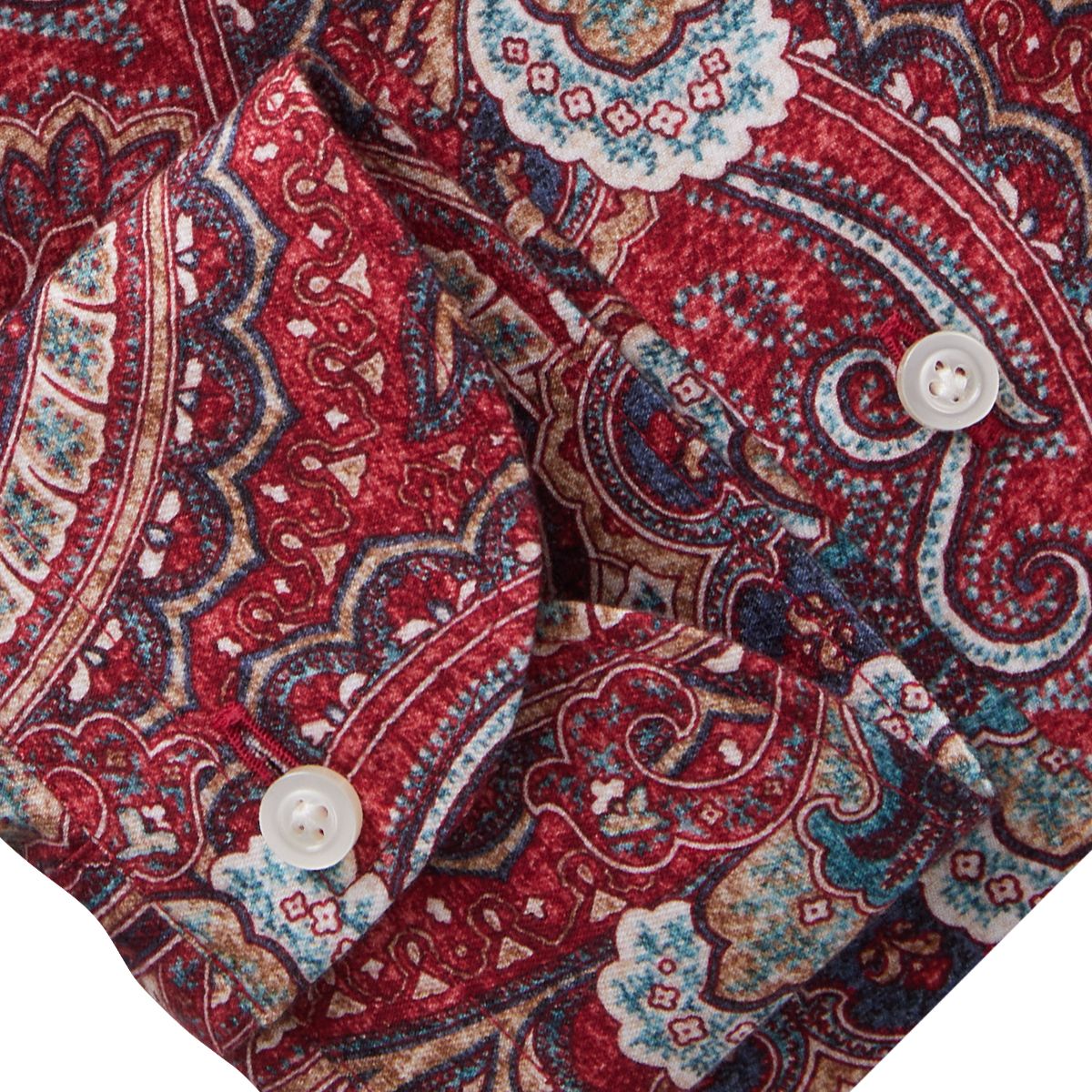 Brushed Cotton Twill Shirt in Dark Red — Emanuel Berg