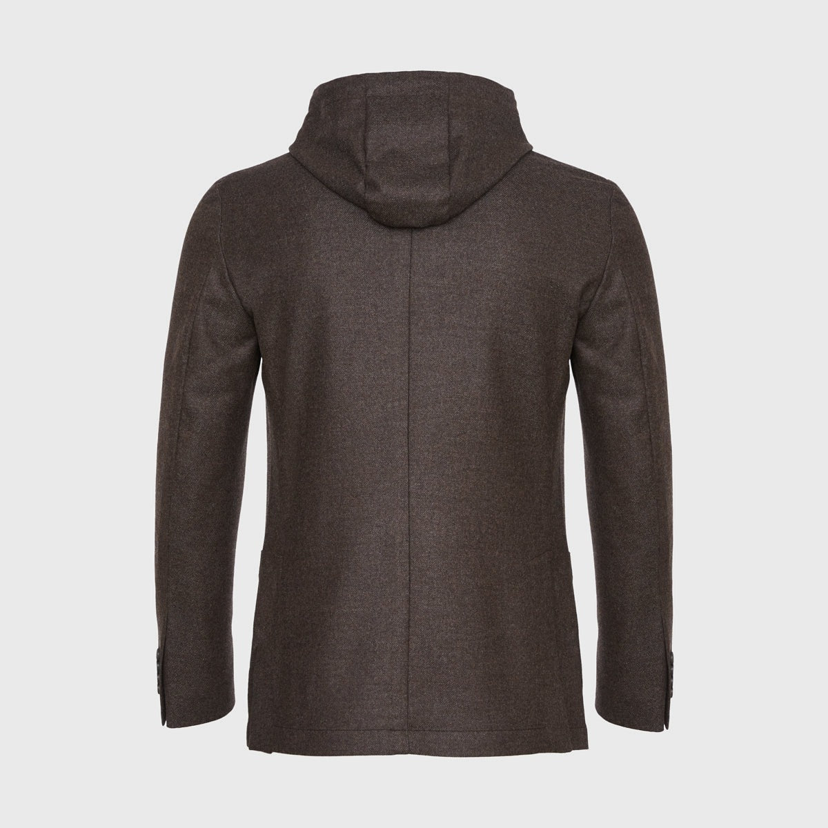 Wool-Cashmere Twill Jacket with Removable Hood — Dark Brown in Dark Brown — Emanuel Berg
