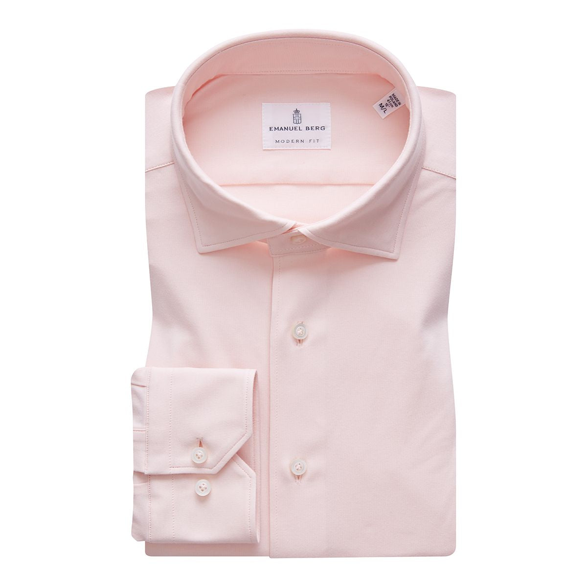 Long Sleeve Stretch Knit Shirt in Pink — Emanuel Berg