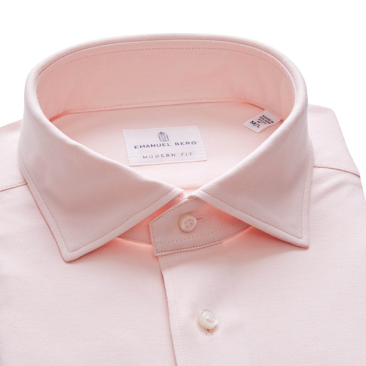 Long Sleeve Stretch Knit Shirt in Pink — Emanuel Berg