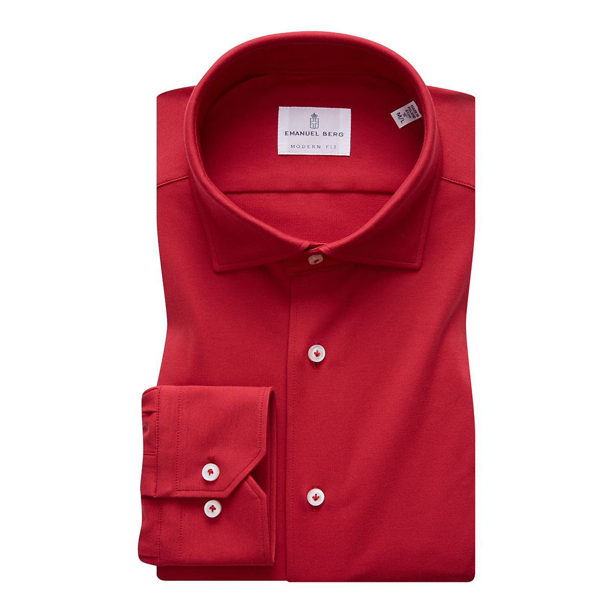 Long Sleeve Stretch Knit Shirt in Dark Red — Emanuel Berg