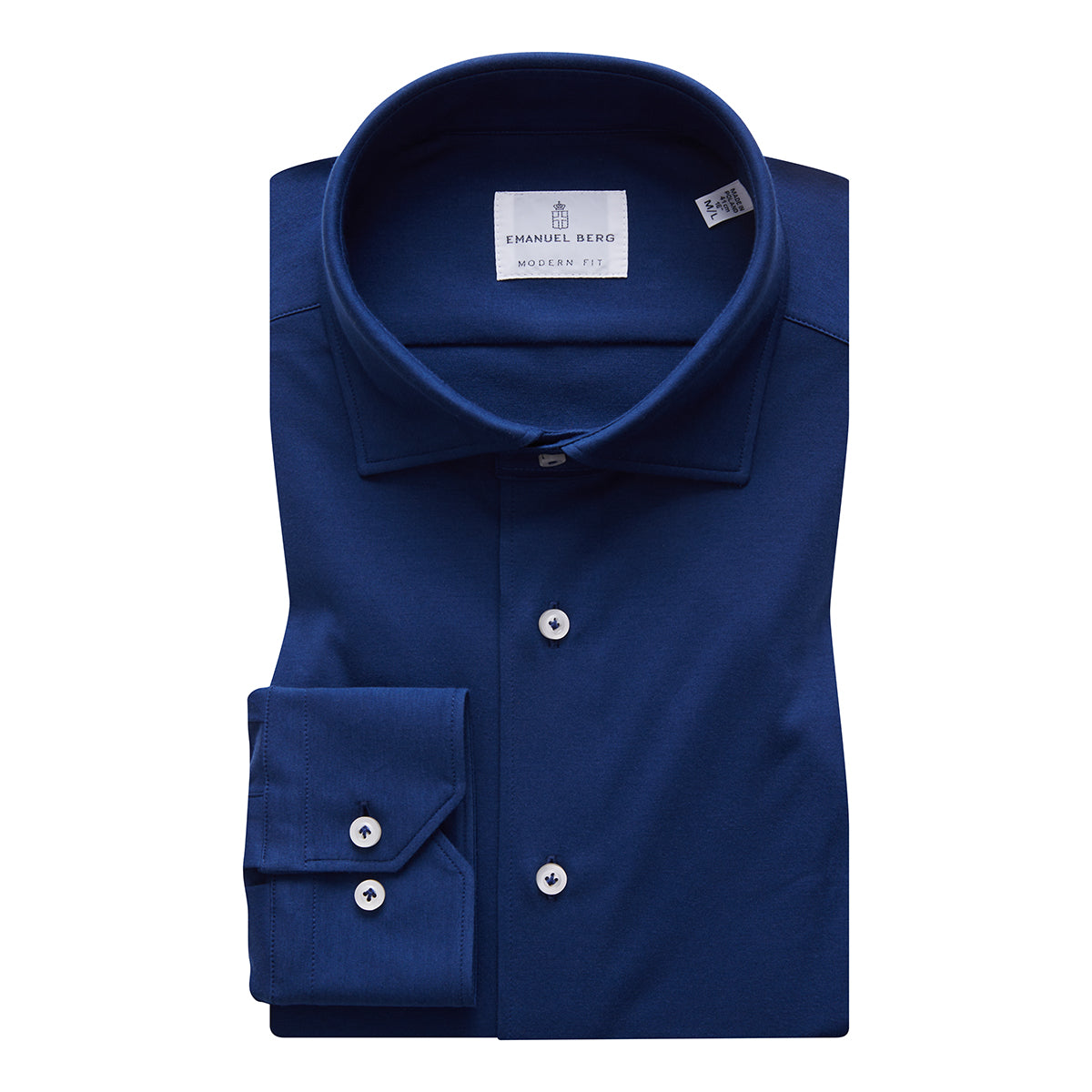 Long Sleeve Stretch Knit Shirt in Navy — Emanuel Berg