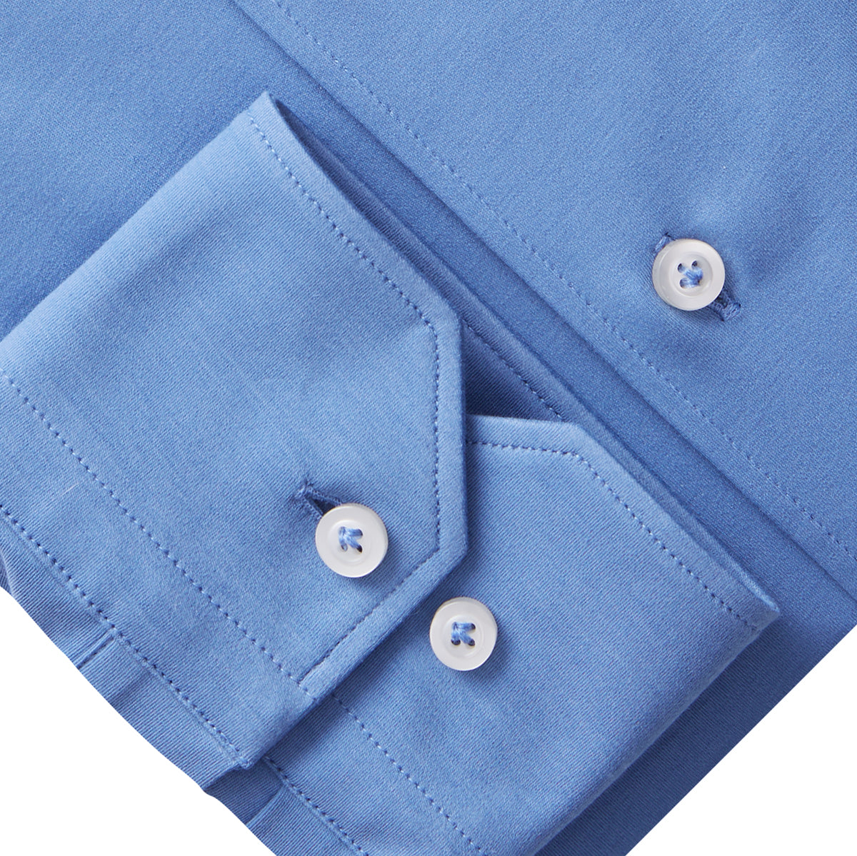 Long Sleeve Stretch Knit Shirt in Blue — Emanuel Berg