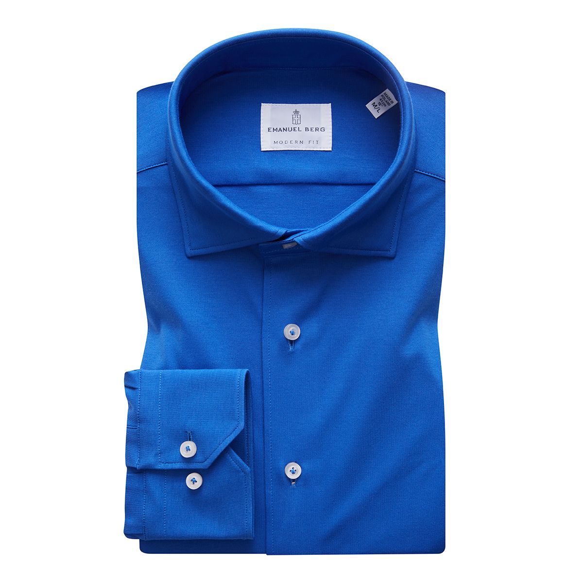 Long Sleeve Stretch Knit Shirt in Dark Blue — Emanuel Berg