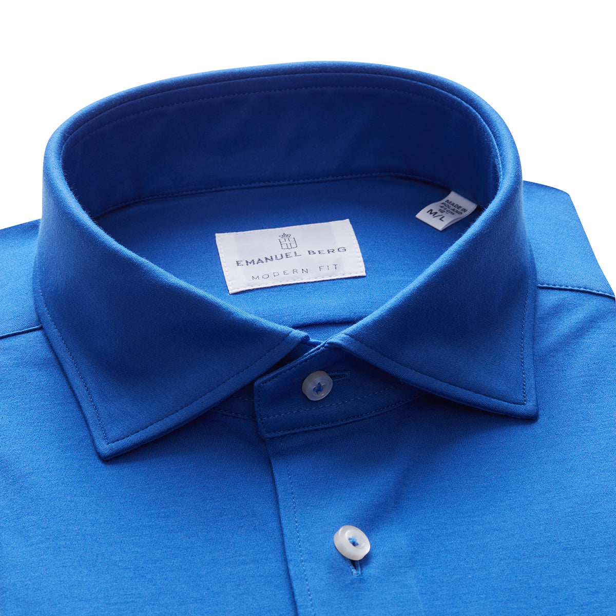 Long Sleeve Stretch Knit Shirt in Dark Blue — Emanuel Berg